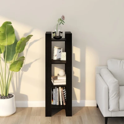Afbeelding van Boekenkast/kamerscherm 41x35x125 cm massief grenenhout zwart