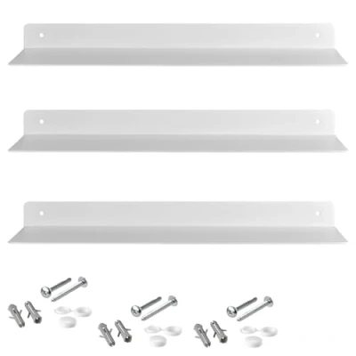 Afbeelding van SOTECH HOVER III Design hangplanken 350 x 130 30 mm wit, wandmontage, badkamerrek met bevestigingsset, modern hangrek