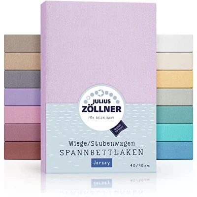 Image de JULIUS ZÖLLNER 8330147400 DRAP HOUSSE JERSEY POUR LE BERCEAU LILAS 90/40 CM