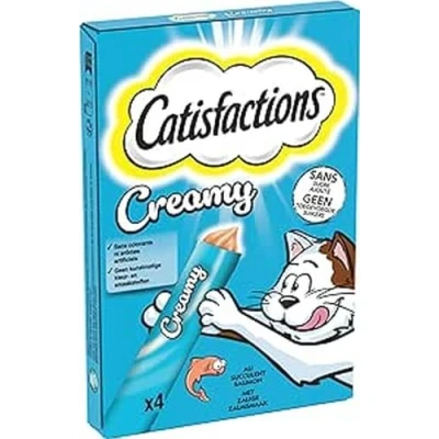 Afbeelding van 11x Catisfactions Kattensnack Zalm Creamy 4 x 10 gr