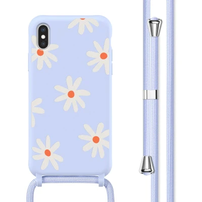 Afbeelding van imoshion hoesje Geschikt voor iPhone X / Xs met koord Siliconen design Meerkleurig Lila Flower Distance
