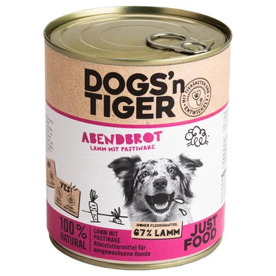 Afbeelding van 12 x 800 g Dogs&#039;n Tiger Adult lam &amp; pastinaak hondenvoer nat