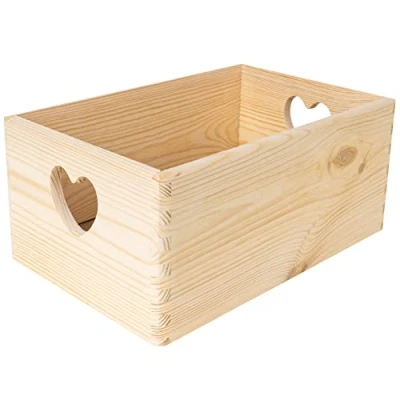 Afbeelding van Creative Deco Grote Effen Houten Opbergkist Doos Opberger Hart 30 x 20 14 cm met Handgrepen Perfect voor Documenten, Kostbaarheden, Speelgoed en Gereedschap
