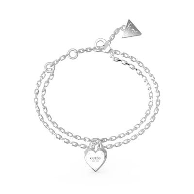 Afbeelding van GUESS Armband All You Need Is Love Mini Heart Lock Bracelet Rhodium Zilverkleurig