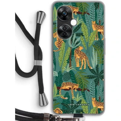 Afbeelding van Case Company® hoesje met Koord geschikt voor OnePlus Nord CE 3 Lite Luipaard 2 Telefoonhoesje Zwart Bescherming aan alle Kanten en Over de Schermrand