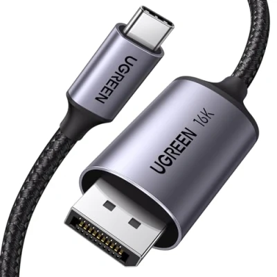 Afbeelding van UGREEN USB C naar DisplayPort 2.1 kabel 16K 30Hz 8K 60Hz 4K 240Hz 80Gbps compatibel met MacBook M3 M2 iPad Pro iPhone 16 Plus Max 15 Galaxy S24 S23 type DP2.0 Thunderbolt 4 3 (1 m)