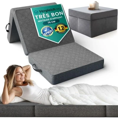 Afbeelding van DYNMC you vouwmatras 120x195x14 cm opvouwbaar logeermatras medium hard H3 test ZEER GOED Oeko TEX gecertificeerd opklapbaar logeerbed met hoes matras vloermatras voor kinderkamer