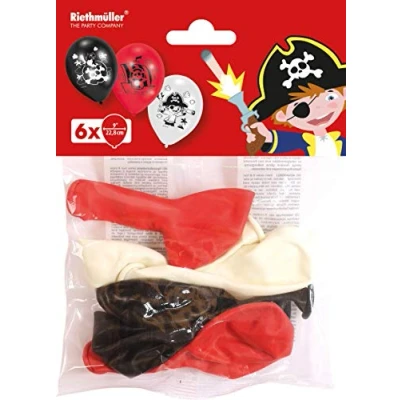 Afbeelding van Amscan Ballonnen Pirate 23 Cm Wit/zwart/rood 6 Stuks