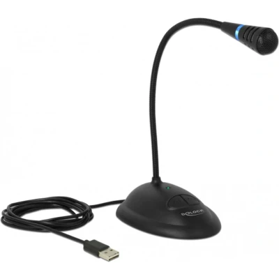 Afbeelding van DeLOCK desk microfoon met 25cm hals USB / zwart 1,7 meter