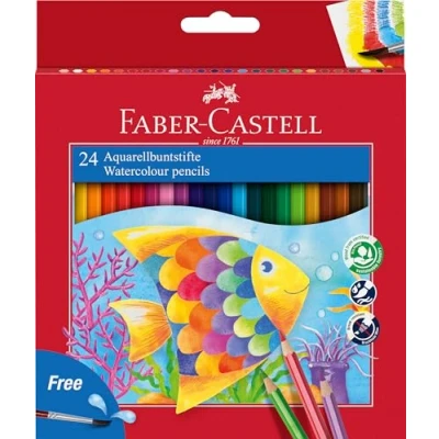 Afbeelding van Kleurpotloden Faber Castell aquarel incl penseel set à 24 stuks assorti