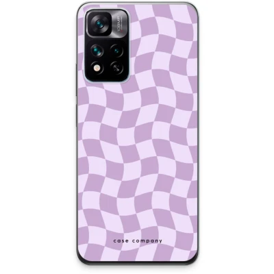 Afbeelding van Case Company® hoesje geschikt voor Xiaomi 11i Grid Paars Soft Cover Telefoonhoesje Bescherming aan alle Kanten en Schermrand