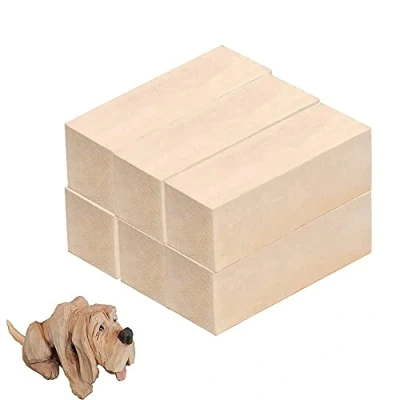 Afbeelding van TSKDKIT Set van 6 lindehouten blokken om te snijden en draaien, groot gesneden hout, snijblokken knutselen, onbehandeld balsahout, voor kinderen volwassenen (15 x 5 cm)