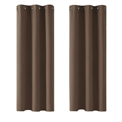 Afbeelding van Deconovo Warmte isolerende verduisteringsgordijnen, modern design met oogjes, gordijnen voor jongensslaapkamer, 107 x 138 cm (breedte hoogte), bruin, 2 stuks