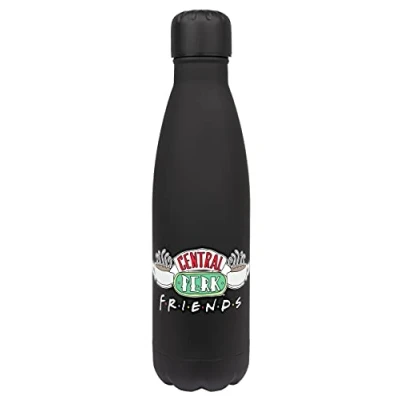Afbeelding van Friends waterfles, roestvrij staal, BPA vrije cadeaus uit de tv show Merchandise met frame, metalen 750 ml, zwart