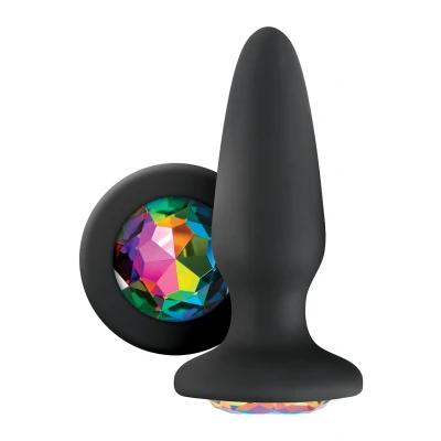Afbeelding van Zwarte Siliconen Buttplug met Glanzende Steen