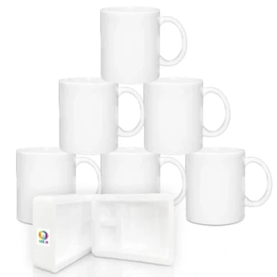 Afbeelding van MR.R Set van 6 Sublimation Blanks Dishwasher White Ceramic Coffee Mokken 11oz Blank Classic Drinking Cup voor Milk Tea Cola Water