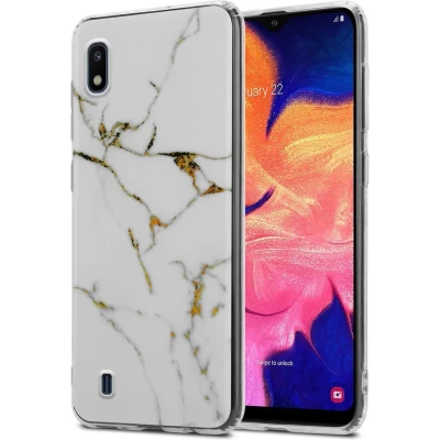 Afbeelding van Cadorabo Hoesje geschikt voor Samsung Galaxy A10 / M10 in Wit Goud Marmer GM 01 Beschermhoes gemaakt van TPU siliconen Case Cover met mozaïek motief