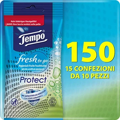 Afbeelding van Tempo Fresh to Go Protect 15 x 10 = 150 vochtige doekjes