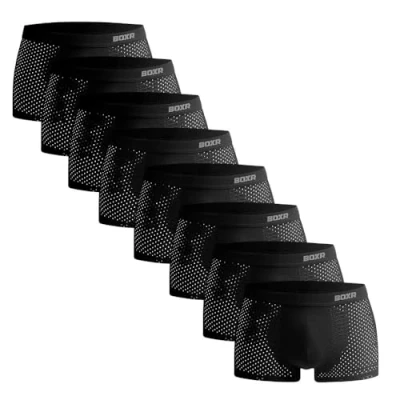 Afbeelding van BOXR Underwear Boxershorts van bamboe, set 8 stuks, zacht als zijde, ademend en milieuvriendelijk Comfortabel (S 3XL), zwart.