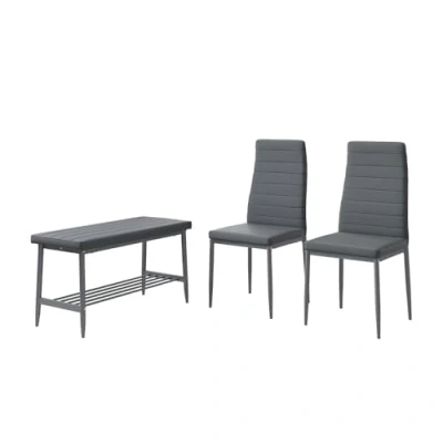 Afbeelding van Vicco Grand Bank en stoel 85 x 46.5 cm 3 delige set Grijs