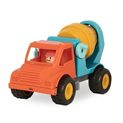 Afbeelding van Battat Cementmengwagen met functionele bewegende delen en bestuurder Speelgoedtruck voor peuters vanaf 18 maanden, oranje/blauw