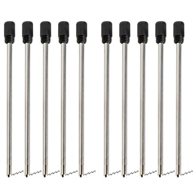 Afbeelding van YUEMING 20 stuks metalen balpenvullingen voor pennen, glad schrijven, 7 cm en 1 mm, middelste punt (zwart)