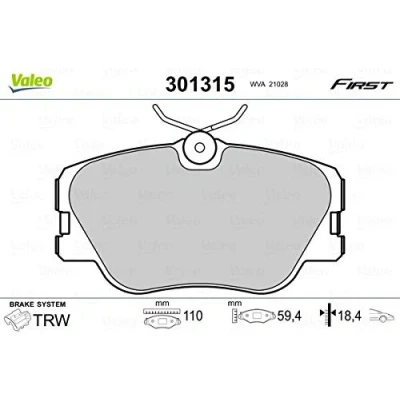 Afbeelding van VALEO 301315 Remblokkenset FIRST Vooras Excl. slijtage waarschuwingscontact Zonder anti kreukplaat MERCEDES BENZ: W124 Saloon, E Class 190