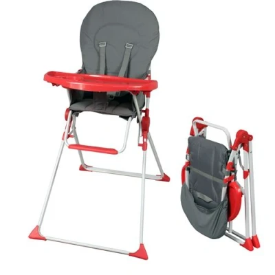 Image de Bambisol Chaise Haute Bébé Pliable Fixe Ultra Compacte et Légère Rouge