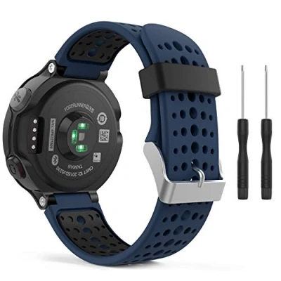 Afbeelding van MoKo Bandje compatibel met Forerunner 235, zachte siliconen vervangende horlogeband fit 235/235 Lite/220/230/620/630/735XT Smartwatch MIDNIGHT BLACK &amp;