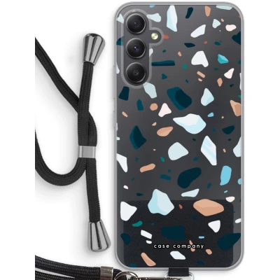 Afbeelding van Case Company® hoesje met Koord geschikt voor Samsung Galaxy A34 Terrazzo N13 Telefoonhoesje Zwart Bescherming aan alle Kanten en Over de Schermrand