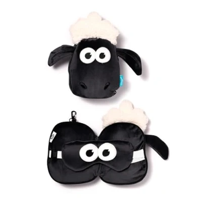 Afbeelding van Shaun het Schaap Ronde Knuffel Reiskussen &amp; Slaapmasker 3 in 1 voor kinderen Knuffeldier Kussentjes en slaapmaskers onderweg, vliegtuig of de auto