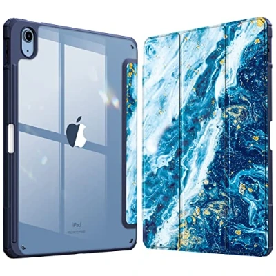 Afbeelding van FINTIE Hybride hoes compatibel met iPad 10e generatie 2022 (10,9 inch) [Ultradun] schokbestendige transparante beschermhoes geïntegreerde potloodhouder, automatische slaap/wake, zandgolf