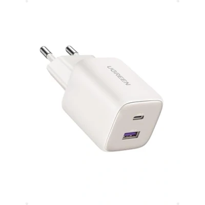 Afbeelding van UGREEN Nexode GaN 35 W snellader USB C met dubbele stekker, compatibel iPhone 16 Plus Pro Max 15 14 13 12 11 Pixel 8 7a 6a Galaxy S24 Ultra A15 A05s iPad Air Mini MacBook (wit)