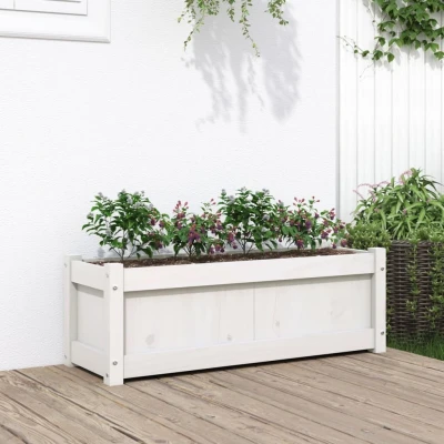 Afbeelding van Plantenbak 90x31x31 cm massief grenenhout wit