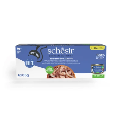 Afbeelding van 24x85g Natural Tonijn met Ansjovis Schesir Kattenvoer