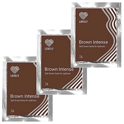 Afbeelding van Lovely Set van 3 bruine henna wenkbrauw en wimperkleuren, intense kleur, wenkbrauwverf met tattoo effect, natuurlijk houdt tot 6 weken, kleuring de wenkbrauwen