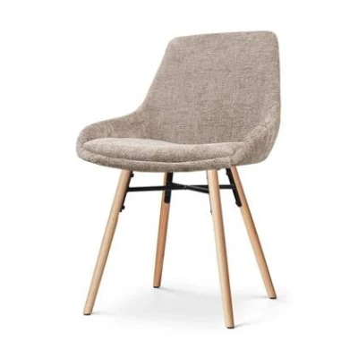 Afbeelding van Nolon Nena Isa Eetkamerstoel Bruin Stof Zonder Armleuning Houten Poten Scandinavisch Comfortabel