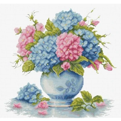 Afbeelding van Luca S Vase with Hydrangea borduren (pakket) B7033