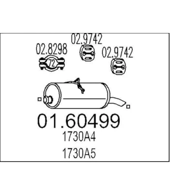 Afbeelding van MTS 01.60499 Einddemper 670 CITROËN: Berlingo / First I, I Van, PEUGEOT: Partner Combispace