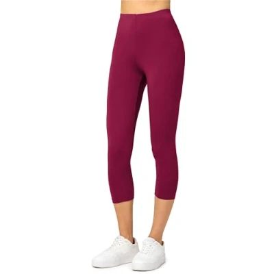 Image de Merry Style Leggings Femme 3/4 Confortable Viscose Pantacourt Tenue Sport Short Cycliste MS10 144, Bourgogne, S