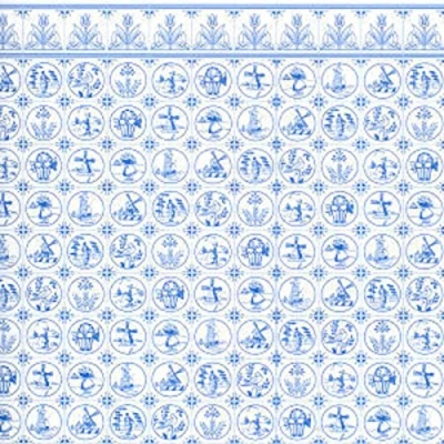 Afbeelding van Melody Jane Miniatuurpoppen, bedrukt, 1:12, schaal Nederlands, wit, blauw, dolft, beschilderd