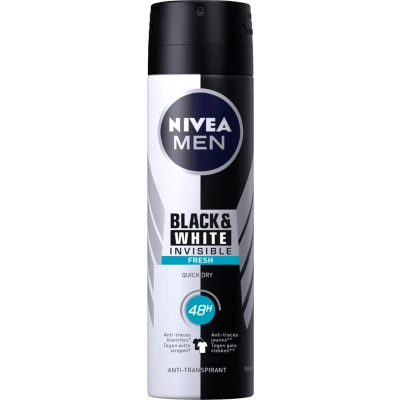 Afbeelding van 3x Nivea Men Deodorant Spray Invisible for Black &amp; White Fresh 150 ml
