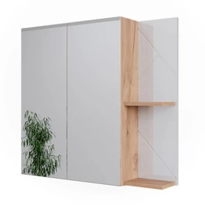 Afbeelding van Vicco Irma Badkamerspiegelkast 80 x 75 cm Goldkraft eiken/wit hoogglans