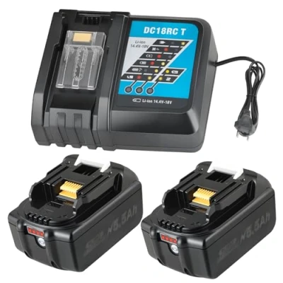 Afbeelding van 2 stuks 18 V 5,5 Ah reserveaccu voor Makita + DC18RC oplader met 3A snellader BL1860B, BL1850, BL1840B, BL1830B, LXT400, 194205 3, 194309 1