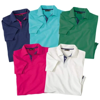Afbeelding van Atlas for Men Set van 5 effen polo&#039;s Summer Heren Verkrijgbaar in grote maten XL