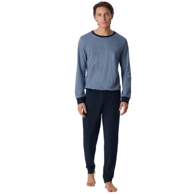 Afbeelding van Schiesser pyjama heren blauw geprint