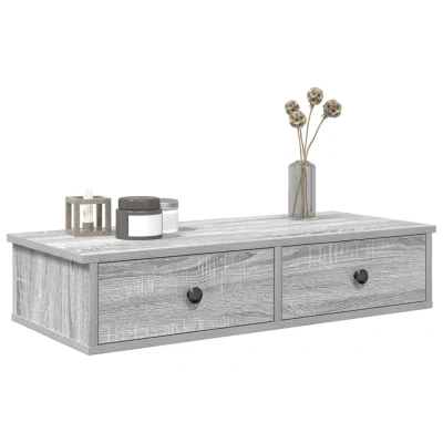 Afbeelding van Wandschap met lades 80x31x17 cm bewerkt hout grijs sonoma eiken