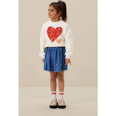 Afbeelding van Sissy Boy Meisjes Blauwe Rok Met Madeliefjes Embroidery (Maat 98 104, Katoen)
