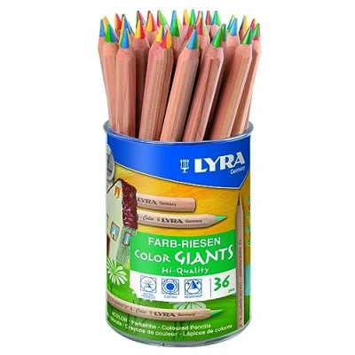 Afbeelding van LYRA Farb Riesen 3933365 ronde doos 4 kleuren met 36 potloden in kleuren, 3933365,
