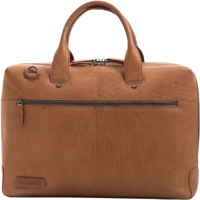 Afbeelding van Plevier Flint Leren Dubbelvaks Laptoptas 15.6&#039;&#039; cognac